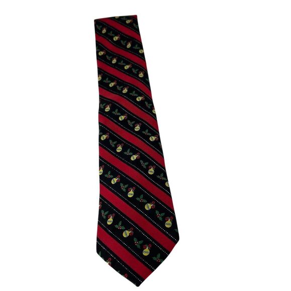 Noel Other - Noel Men's Christmas Holiday Striped Tie Red & Black